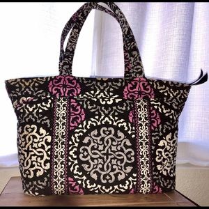 Vera Bradley Black and Pink Medium Tote Purse